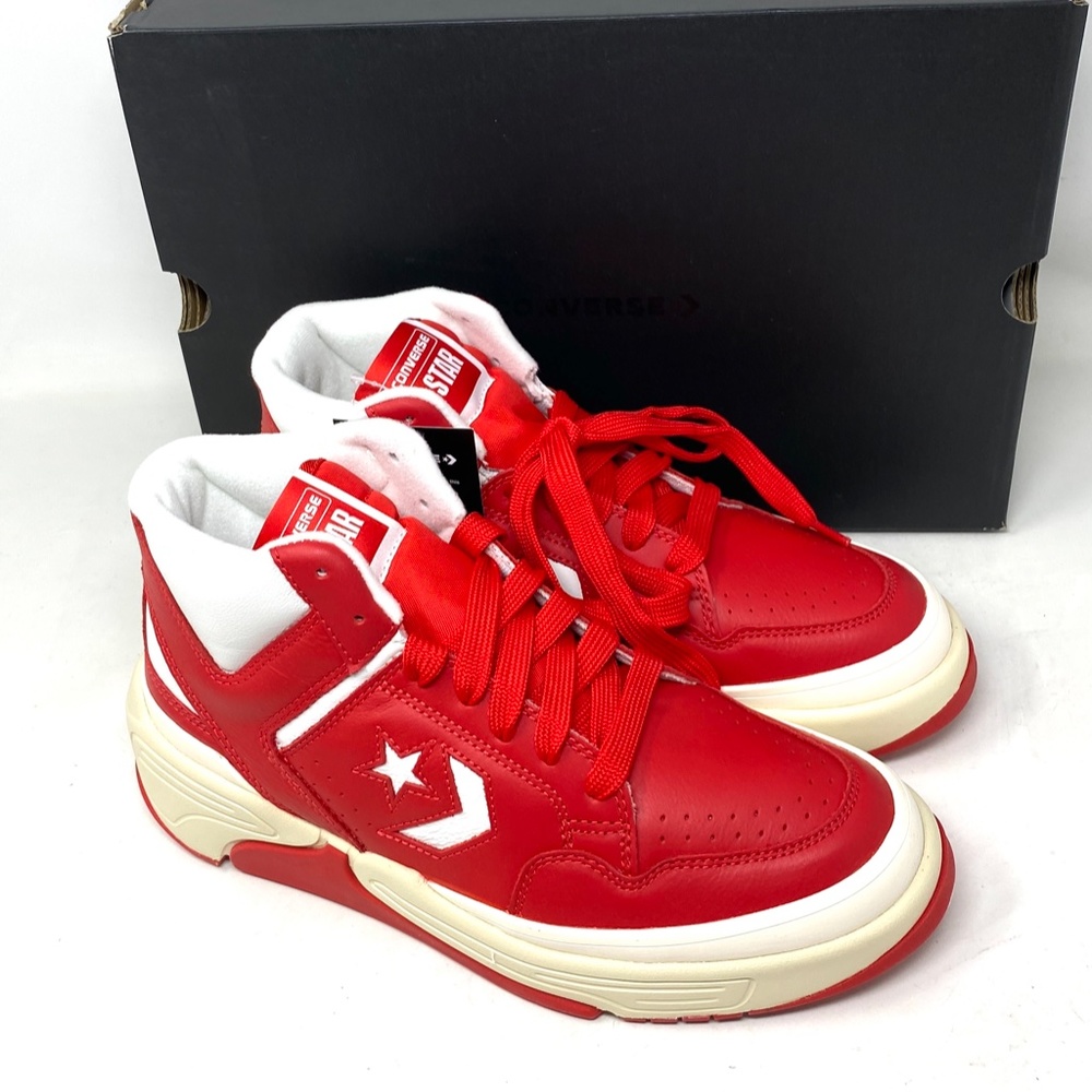 Converse Weapon CX Varsity Leather Shoes Women's Red White Mid Sneakers 172355C - Picture 7 of 11